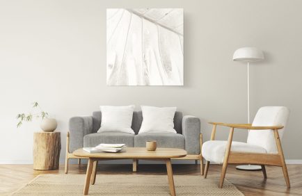 Picture frame on a wall with Scandinavian home interior